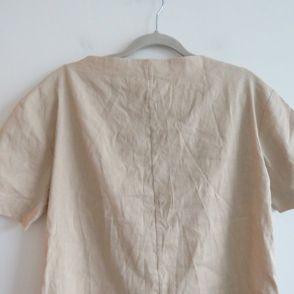 THEORY Organic Crunch Linen Belted Shift Dress Light Wheat Sz 00 *Belt missing* - Picture 11 of 16